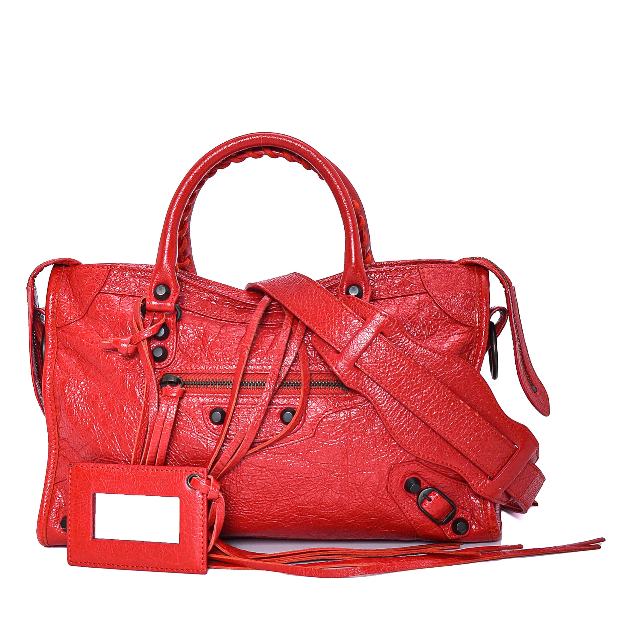 Balenciaga - Red Calfskin Leather Motorcyle Mini Bag